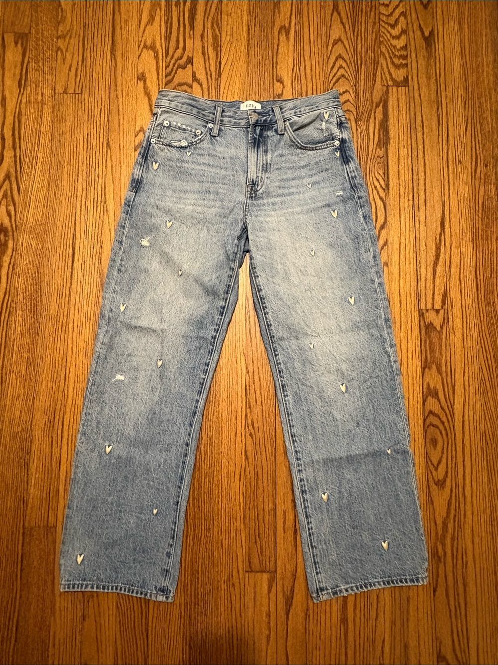 pistola Light Blue Straight-Leg Jeans with Heart Details - Picture 2 of 4